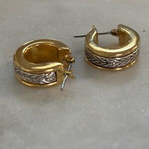 Gold-Tone Braided Accent Hoop Earrings - Women Jewelry